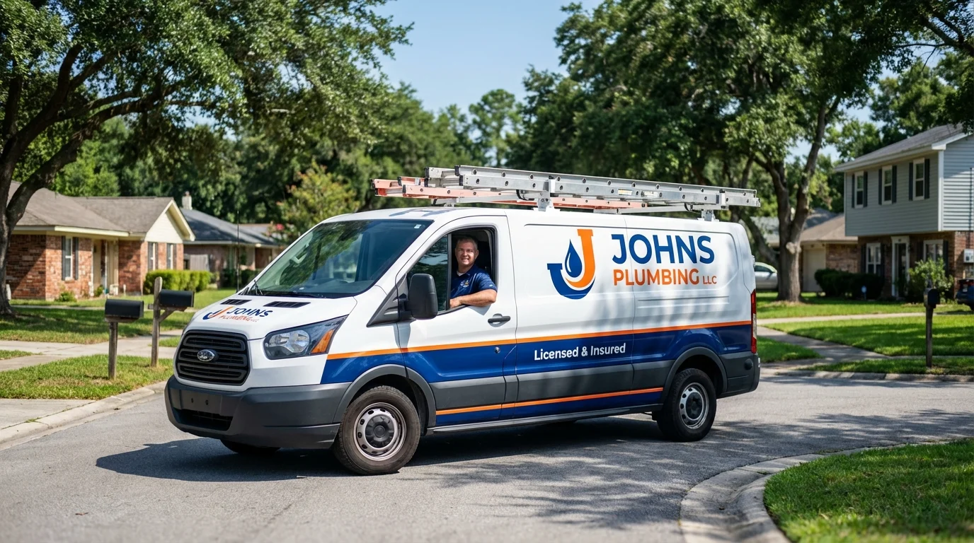 Johns Plumbing LLC service van in New Matamoras, OH