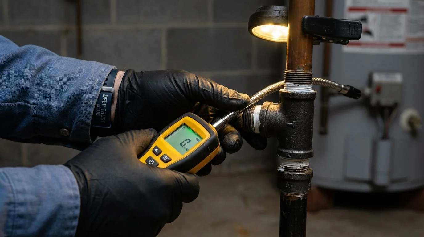 Gas leak detection with electronic sniffer by Johns Plumbing LLC in New Matamoras