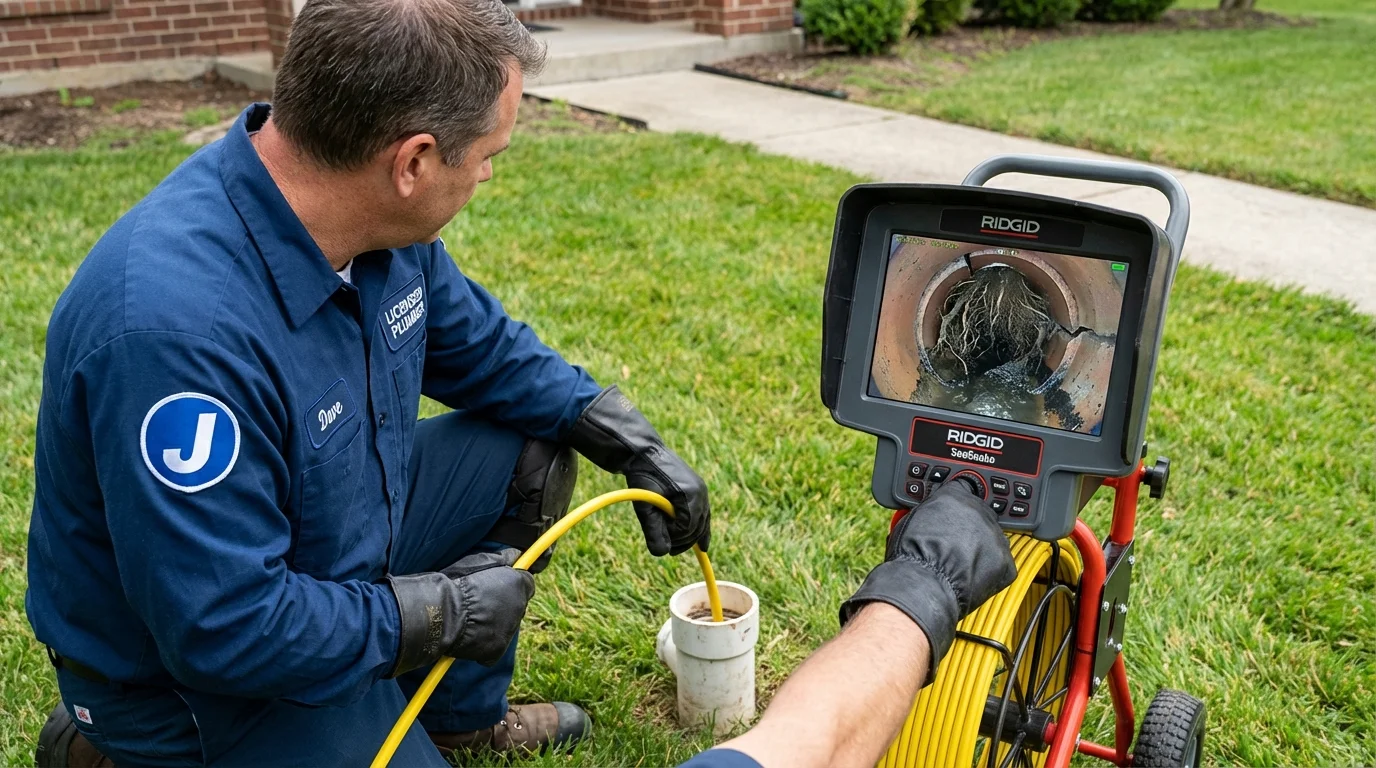 Sewer camera inspection being performed by Johns Plumbing LLC in New Matamoras
